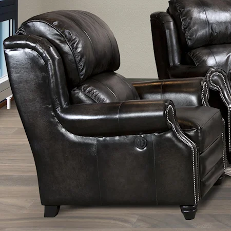 Traditional Power Recliner with Nailhead Trim